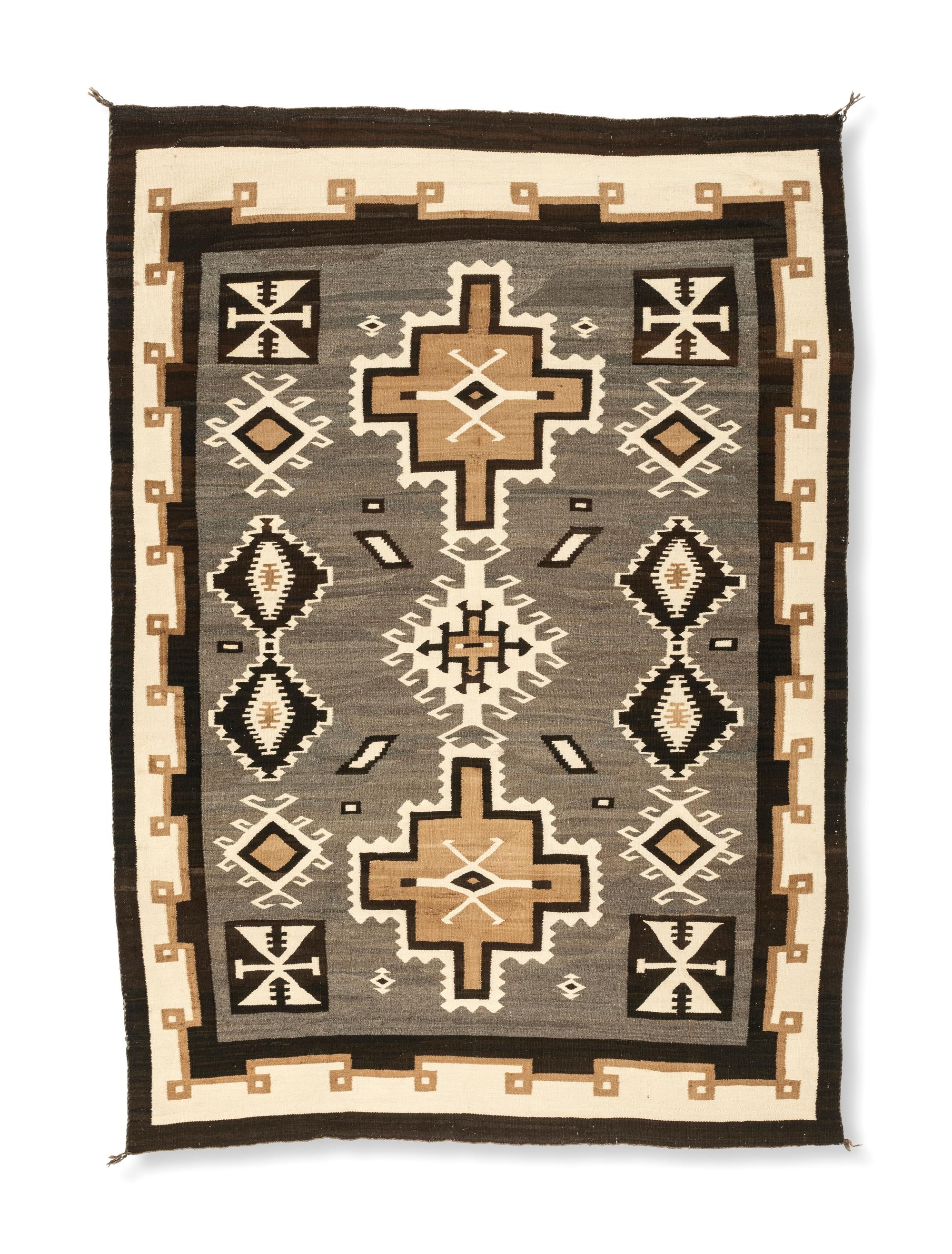 Mrs. Police Boy Family, Attributed, Navajo Two Grey Hills Weaving / Rug, Published