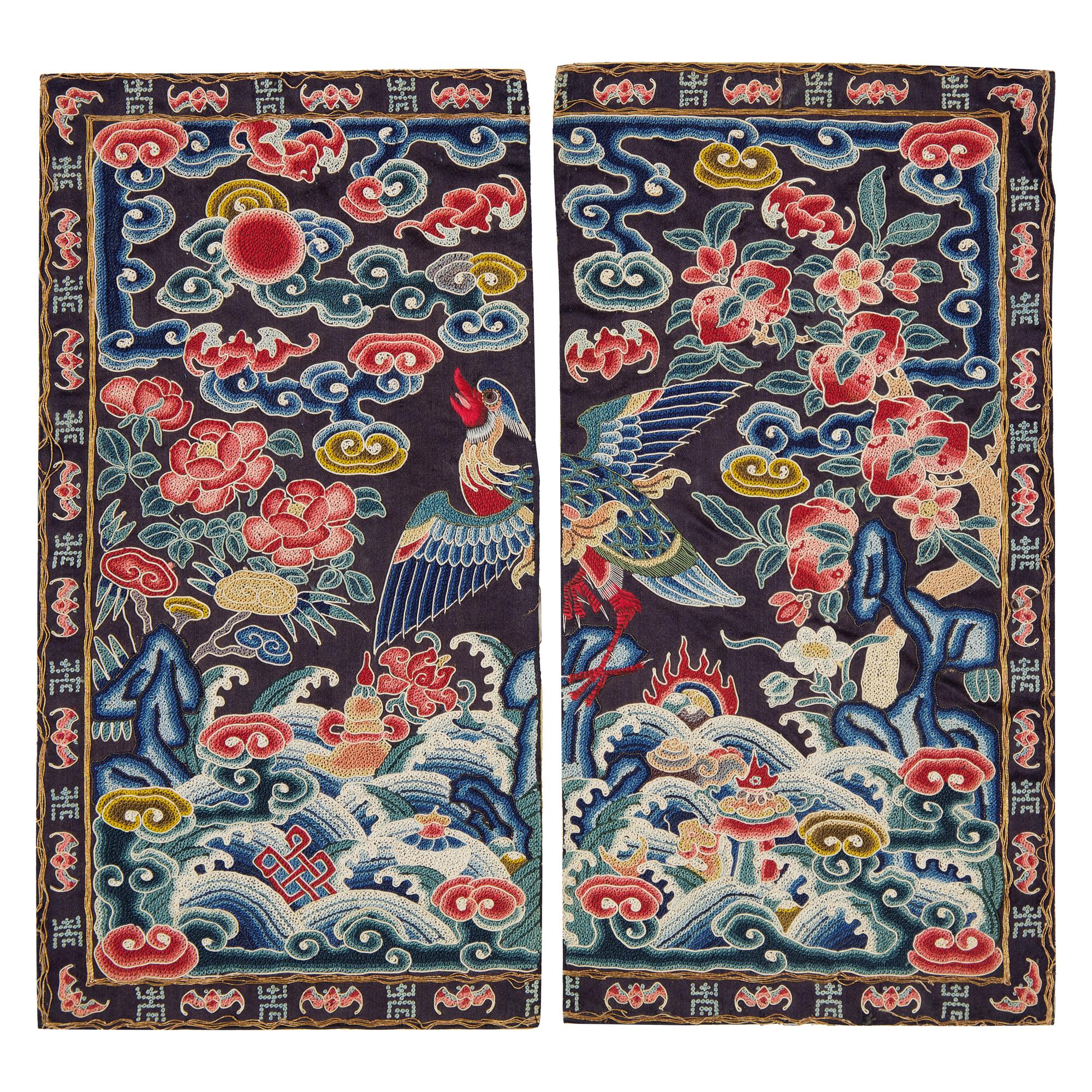 A Chinese Embroidered 'Mandarin Duck' Rank Badge, Daoguang Period 清道光 六品文官鴛鴦補子
