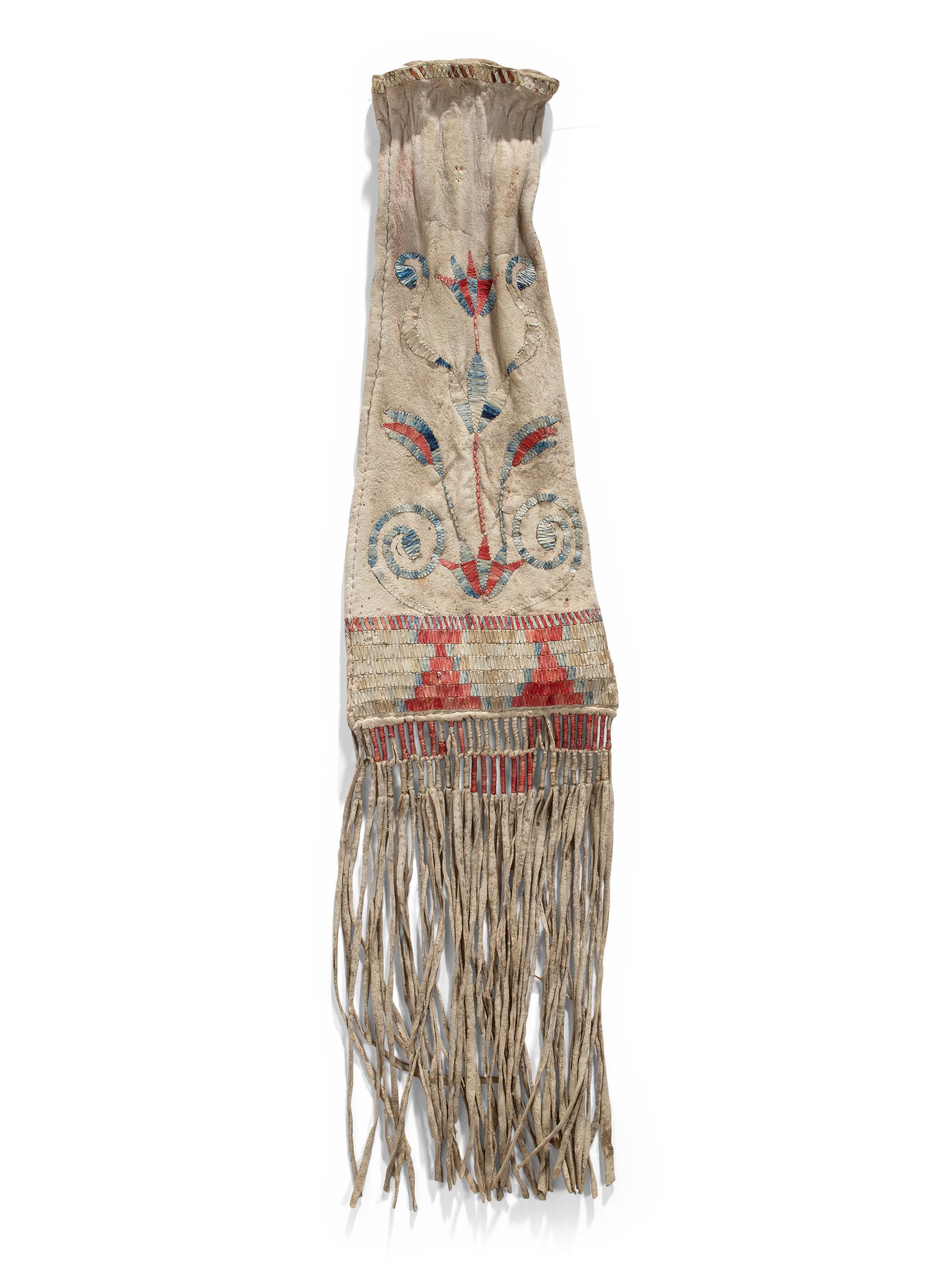 Eastern Sioux Quilled Hide Tobacco Bag