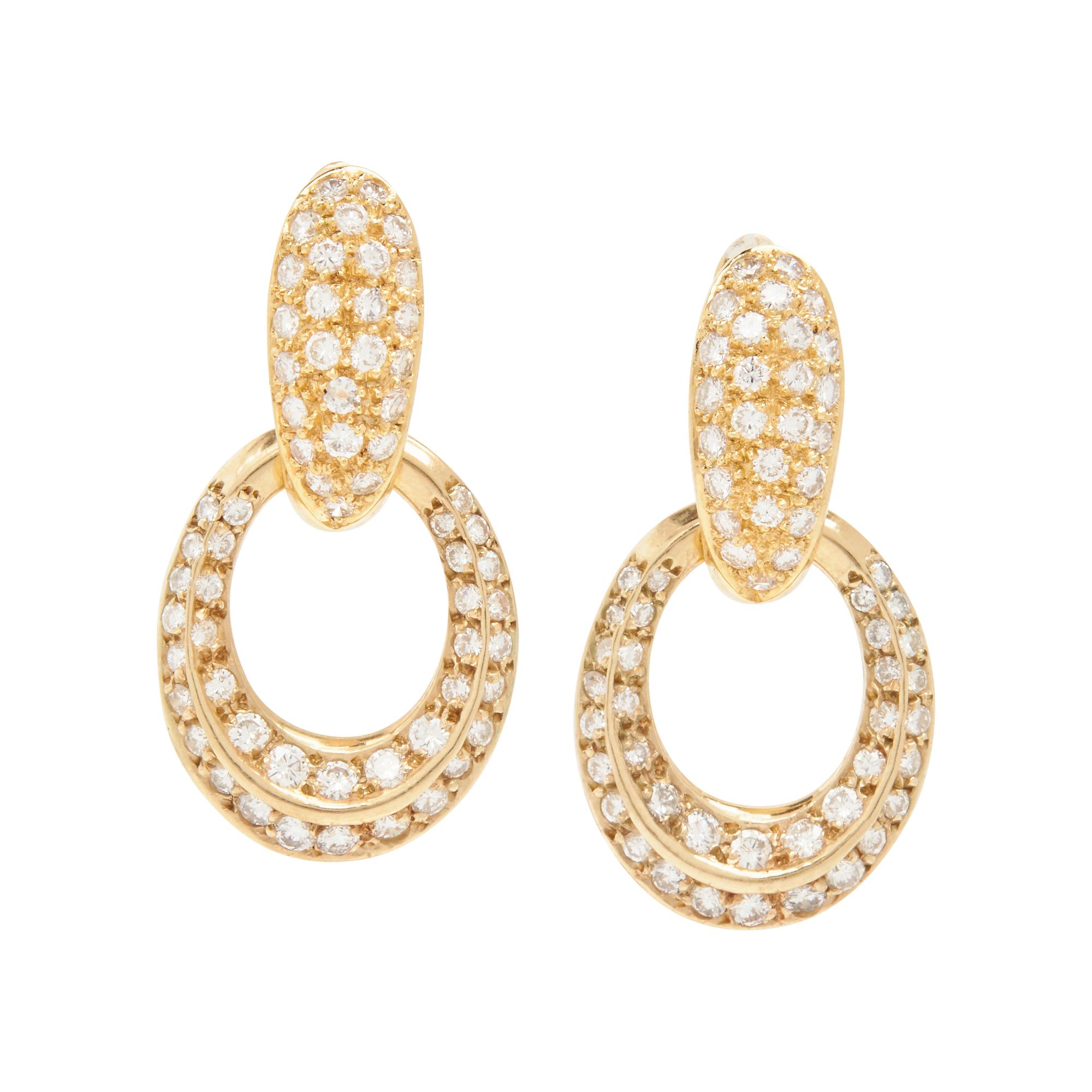 YELLOW GOLD AND DIAMOND CONVERTIBLE DIAMOND EARRINGS