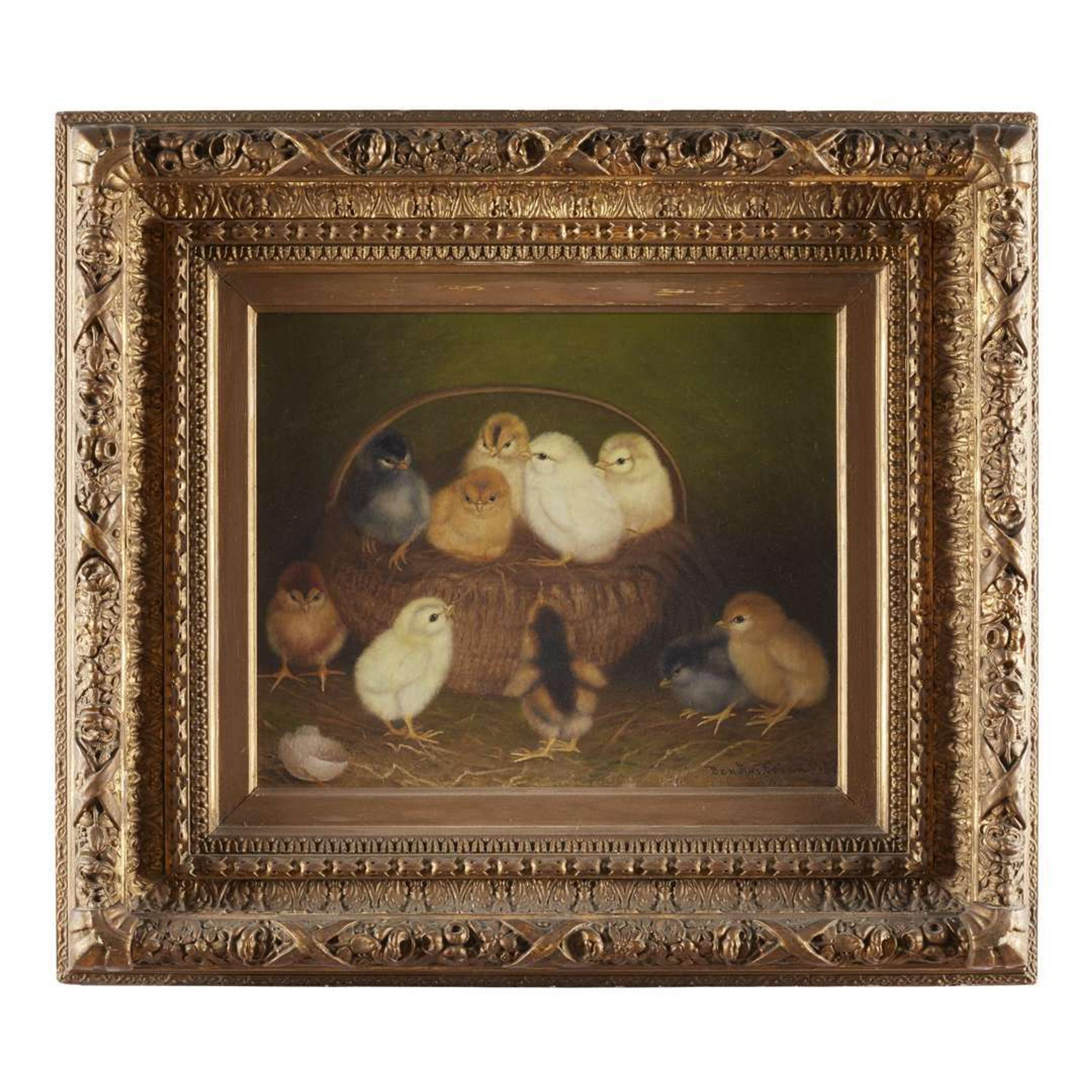 Ben Austrian (1870-1921) Chicks in a Basket