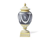 A Wedgwood Tricolor Jasperware Covered Vase