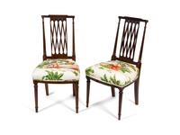 A Set of Six Louis XVI Style Mahoganized Hardwood Side Chairs