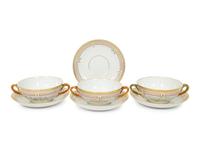 Eight Royal Copenhagen Flora Danica Porcelain Bouillon Cups and Four Saucers