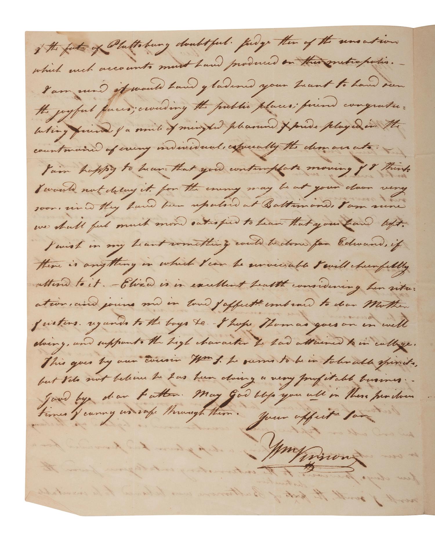 [POLITICS] [WAR OF 1812]. 2 ALSs , including letters from James STEPHENSON (1764-1833) & William VERNON.