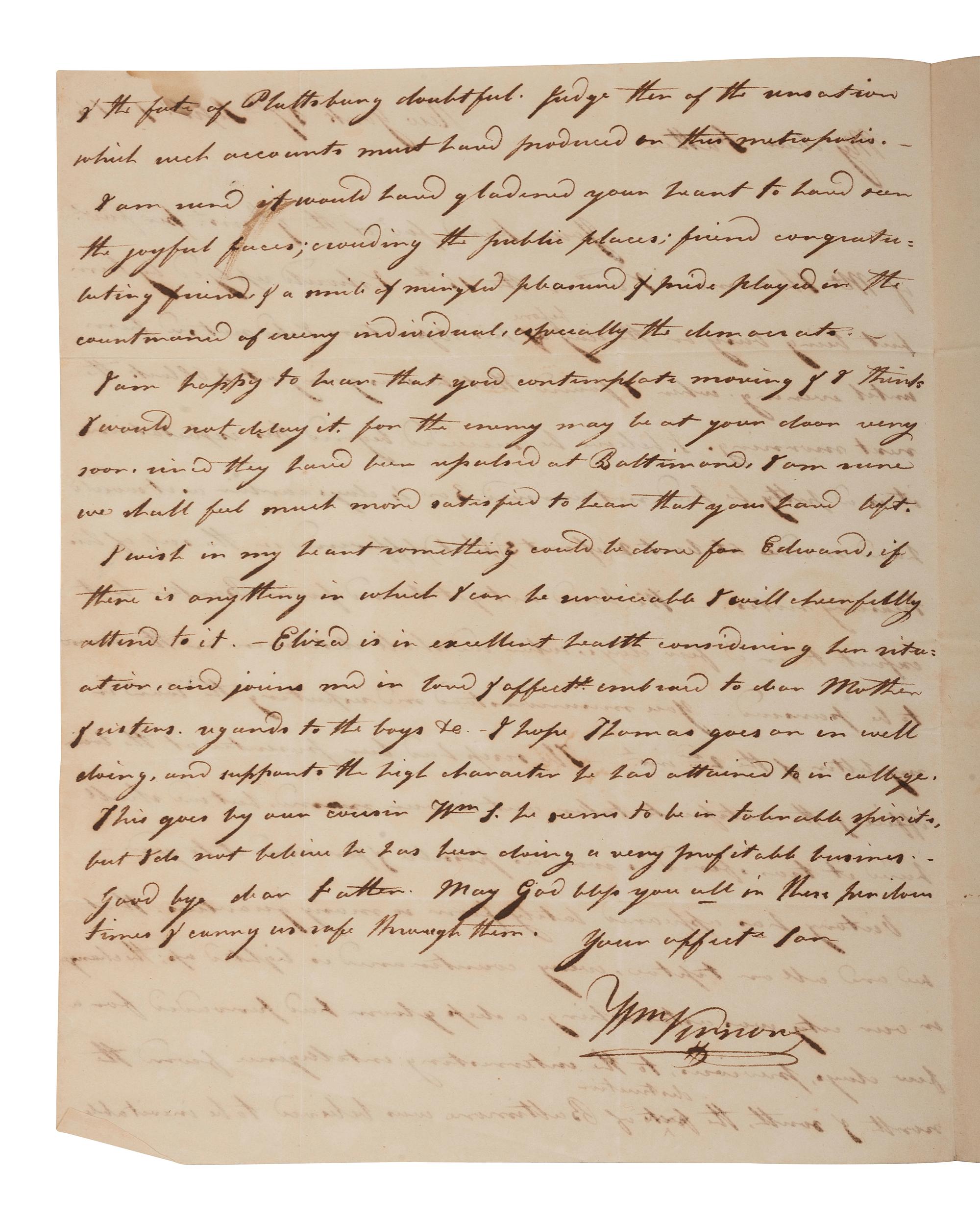 [POLITICS] [WAR OF 1812]. 2 ALSs , including letters from James STEPHENSON (1764-1833) & William VERNON.