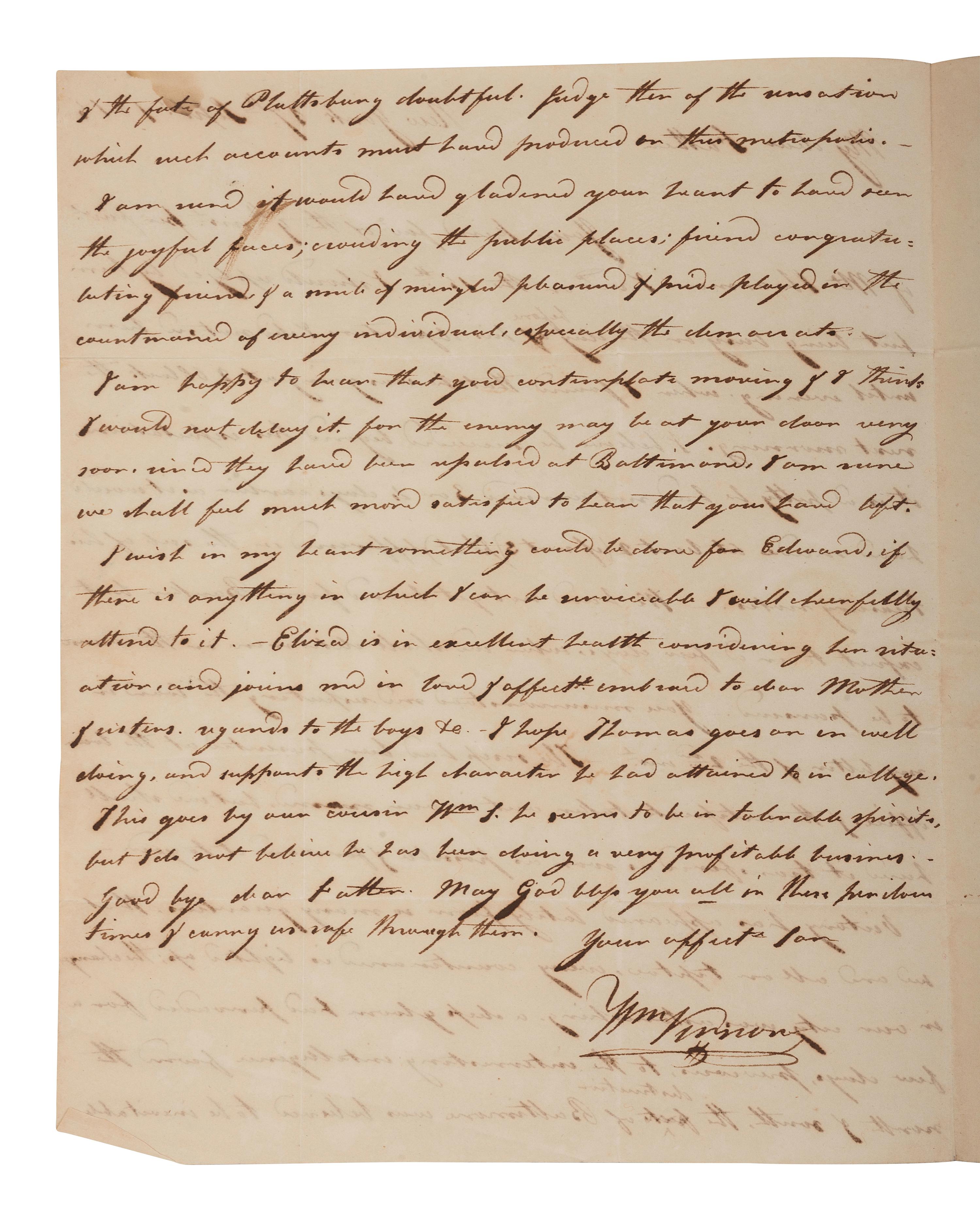 [POLITICS] [WAR OF 1812]. 2 ALSs , including letters from James STEPHENSON (1764-1833) & William VERNON.