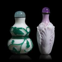 Two Chinese Glass Overlay Snuff Bottles