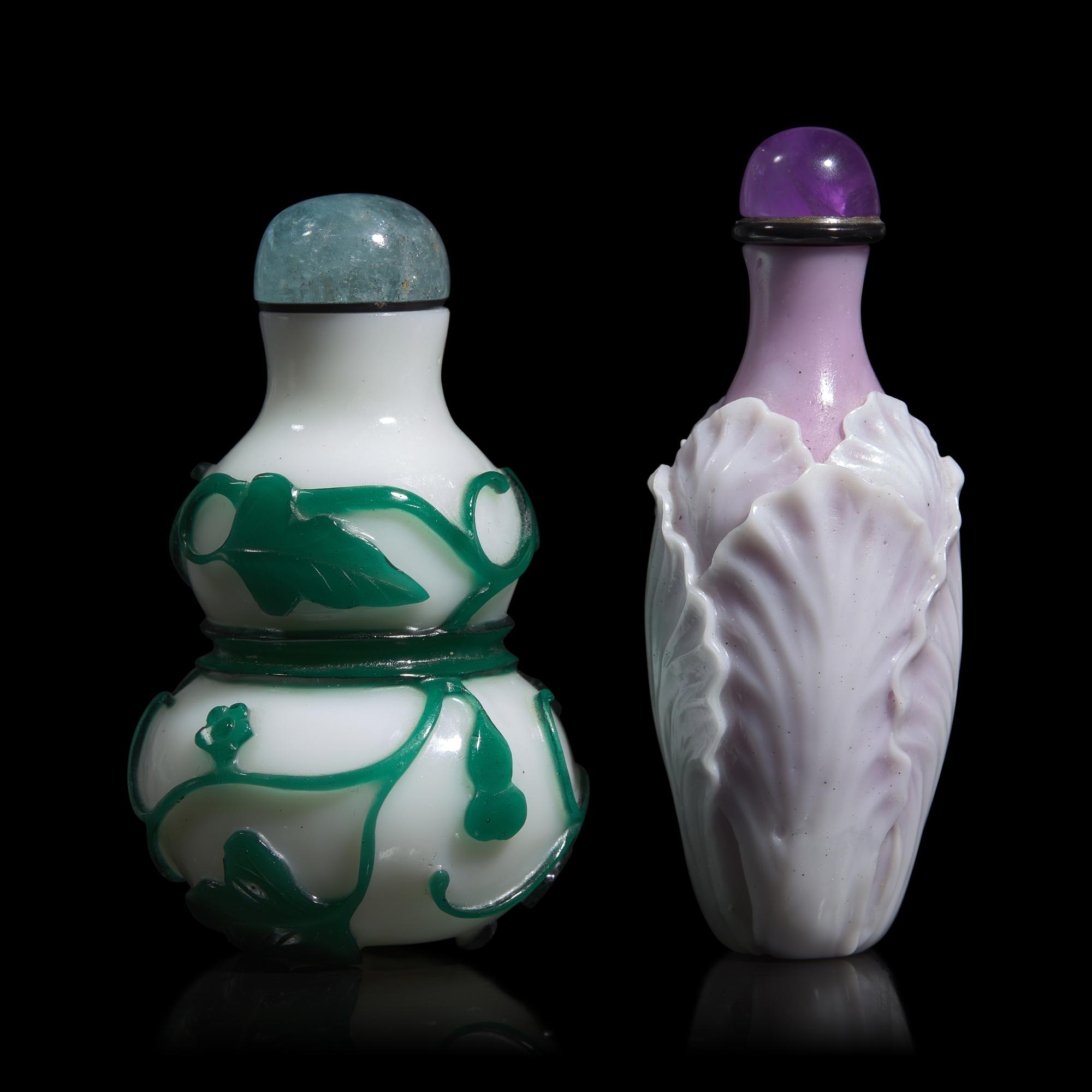 Two Chinese Glass Overlay Snuff Bottles