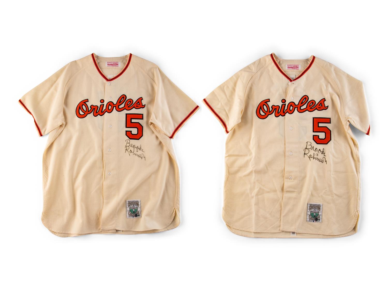 A Collection of Brooks Robinson Signed Autograph Baltimore Orioles Jerseys (Beckett Authentication Services)