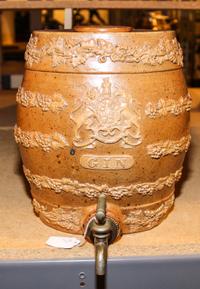 A Doulton Lambeth Stoneware Gin Barrel. Height 10 1/2 inches.