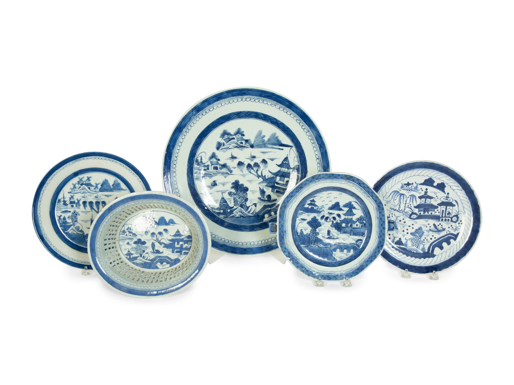 Five Canton Export Porcelain Articles