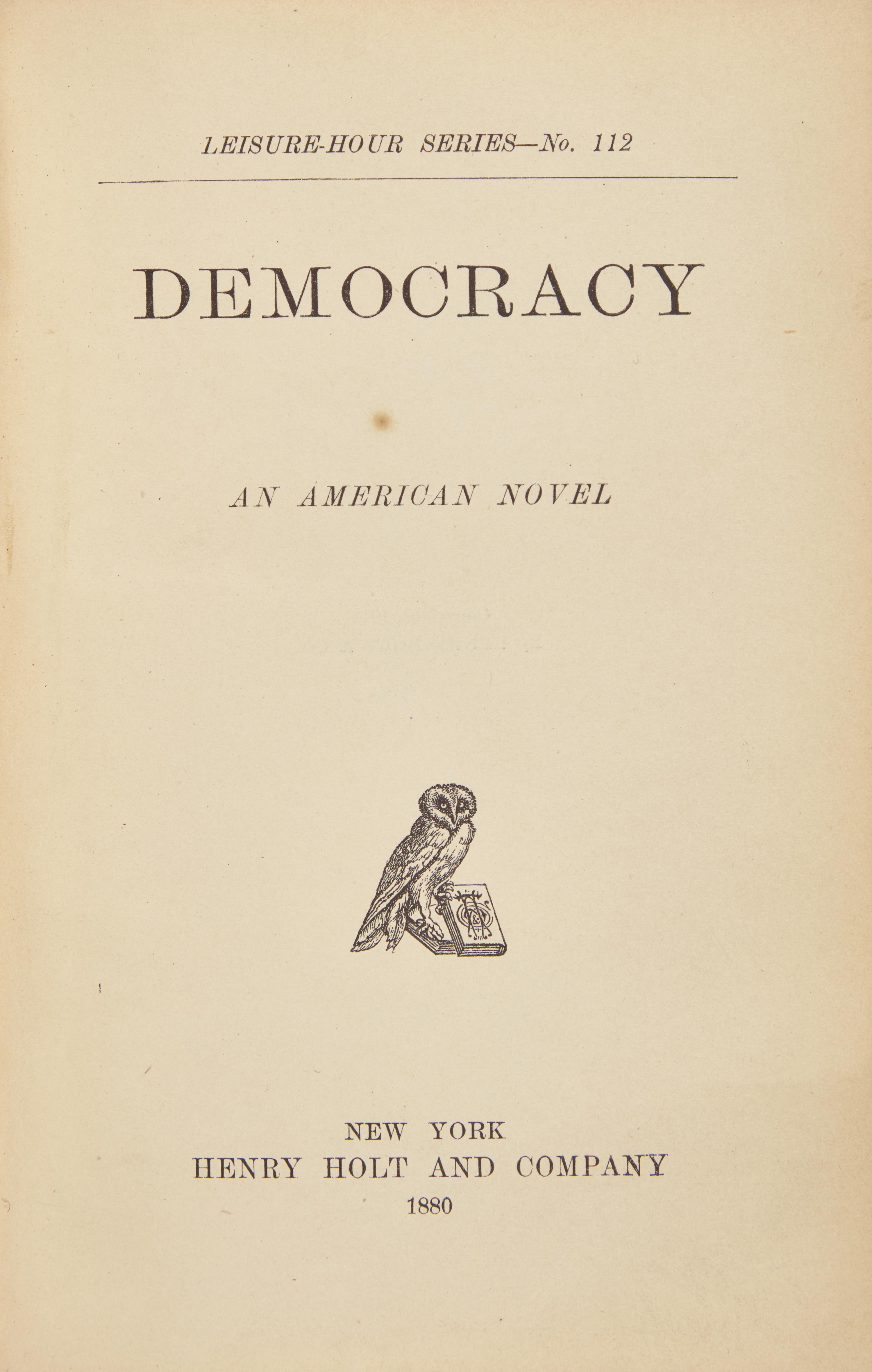 [Literature] Adams, Henry. Democracy An American Novel