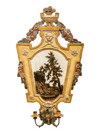 A Pair of North Italian Polychrome-Painted Two-Light Sconces
