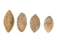 Four Roman Lead Slingshot Bullets