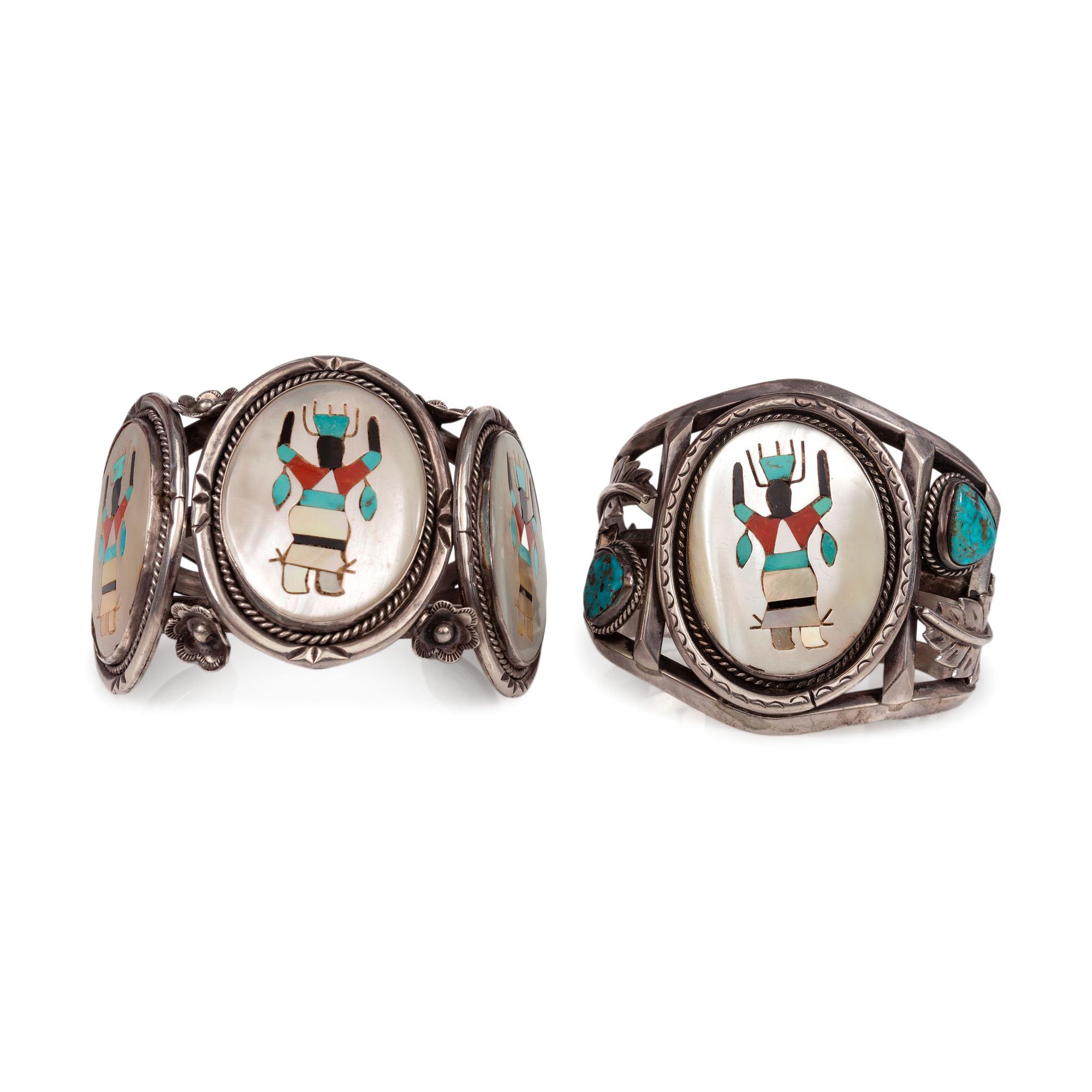 Zuni Mosaic Inlay Gan Dancer Cuff Bracelets