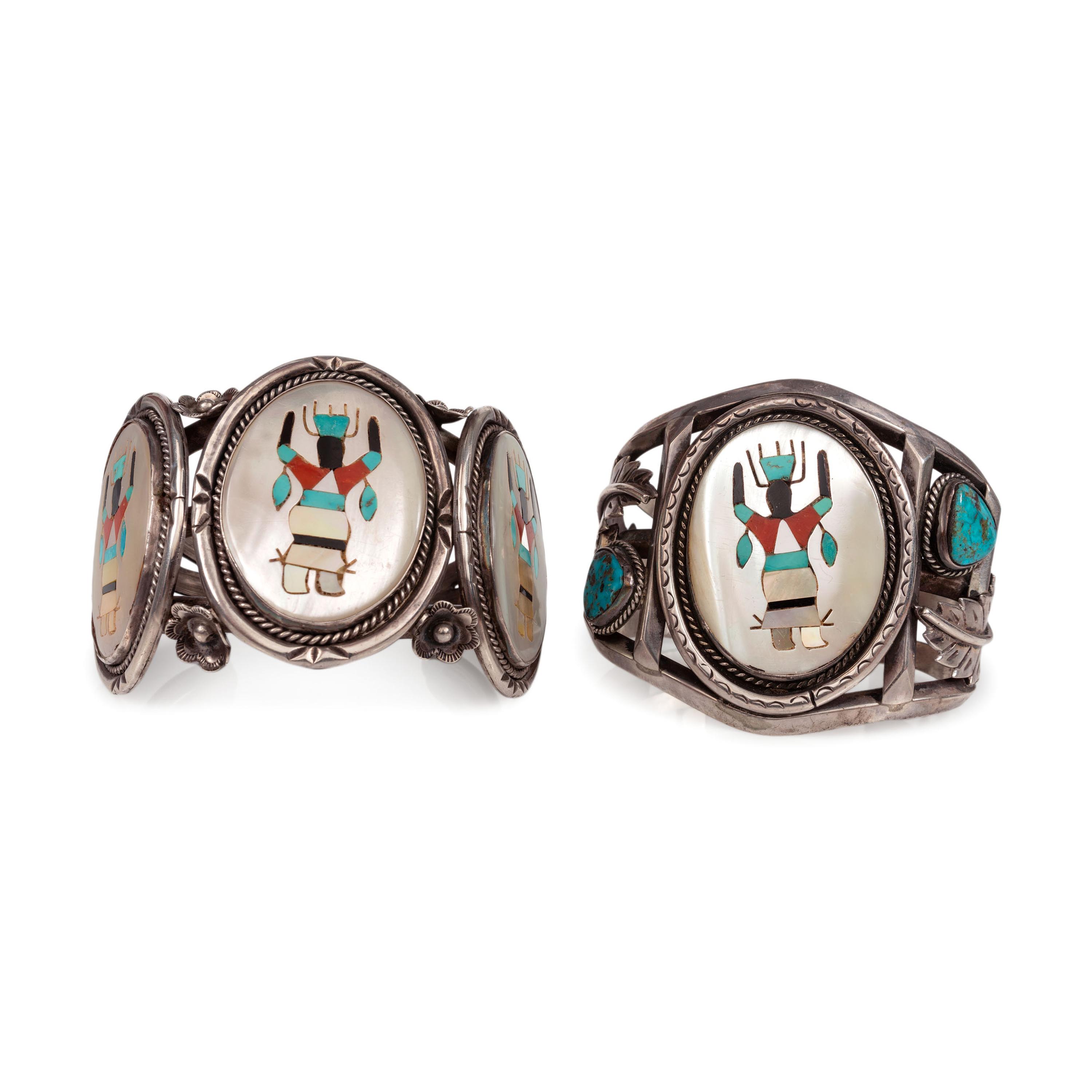 Zuni Mosaic Inlay Gan Dancer Cuff Bracelets