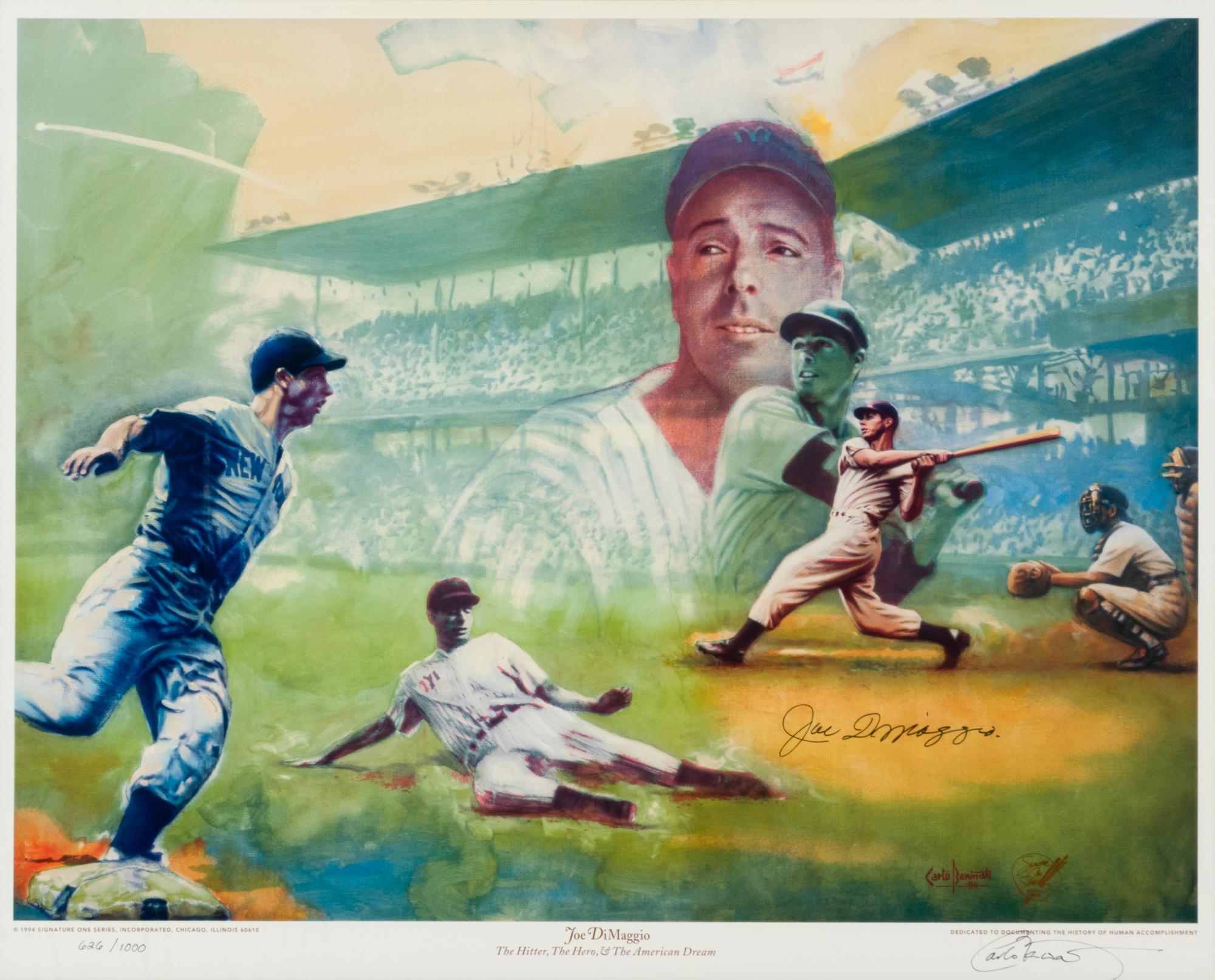 A Carlo Beninati Joe DiMaggio Signed Autograph Limited Edition Print Formerly Displayed at Mike Ditka’s Restaurant