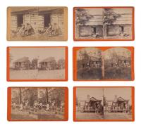 [EARLY PHOTO.] 17 stereoviews of African American domestic life, incl. cabin views and family scenes