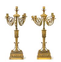 A Pair of Louis Philippe Gilt Bronze Six-Light Candelabra Height 26 inches. — MID-19TH CENTURY
