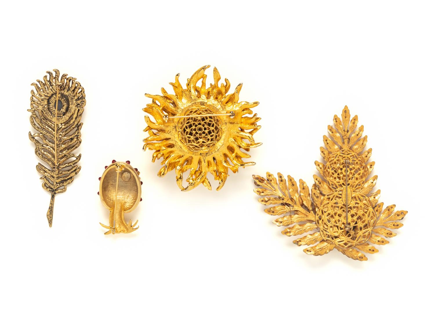 A GROUP OF FOUR NATURE THEMED BROOCHES