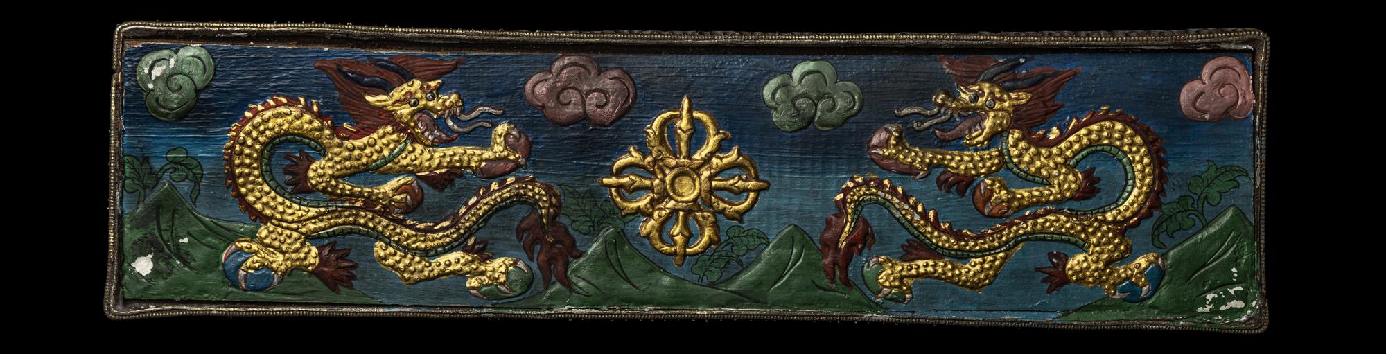 A Pair of Hardstone Inset Metal Sutra and Covers