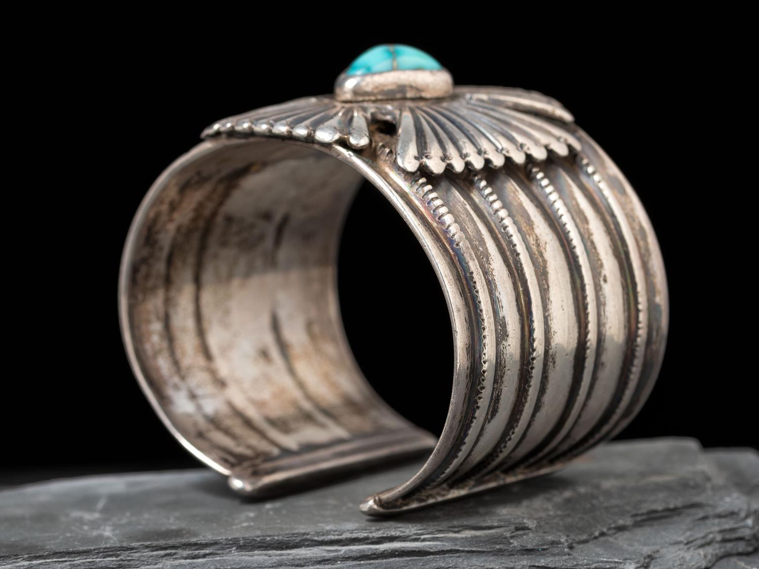 Navajo Ingot and Turquoise Cuff Bracelet, with Maltese Cross, Collected by Hoffman Birney (1891-1958)