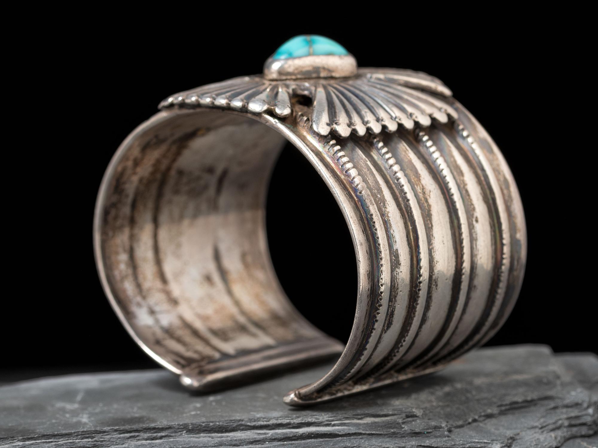 Navajo Ingot and Turquoise Cuff Bracelet, with Maltese Cross, Collected by Hoffman Birney (1891-1958)