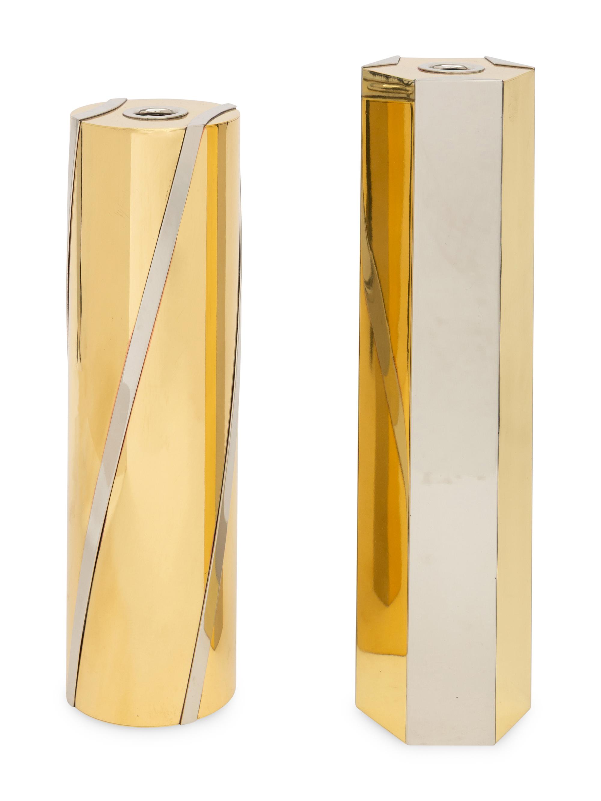 Two Italian Mixed Metal Vases