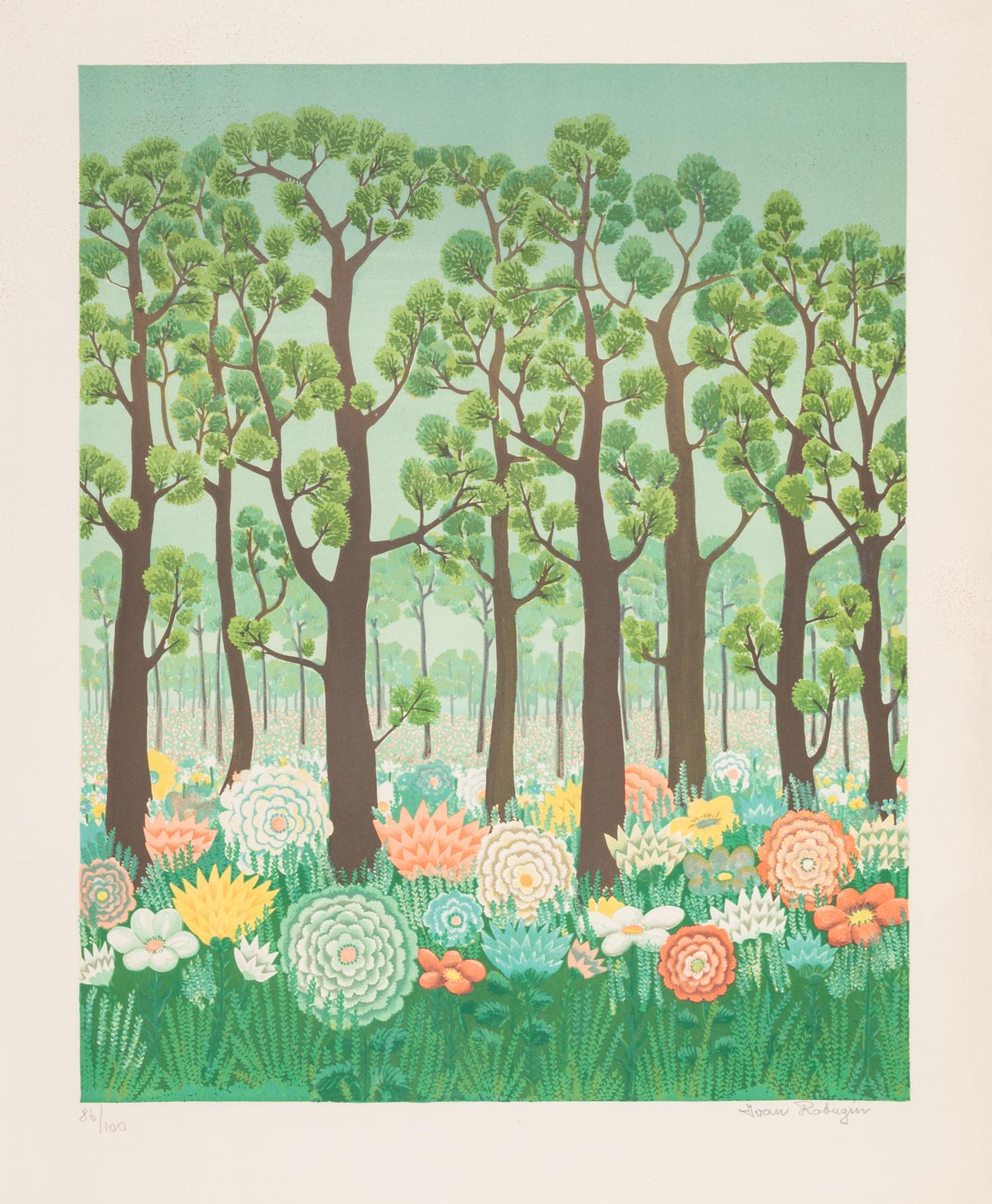 A Group of Works by Various Artists, , including Hunger by Gertrude Quastler (American, 1909-1963), Forest and Flowers by Ivan Rabuzin