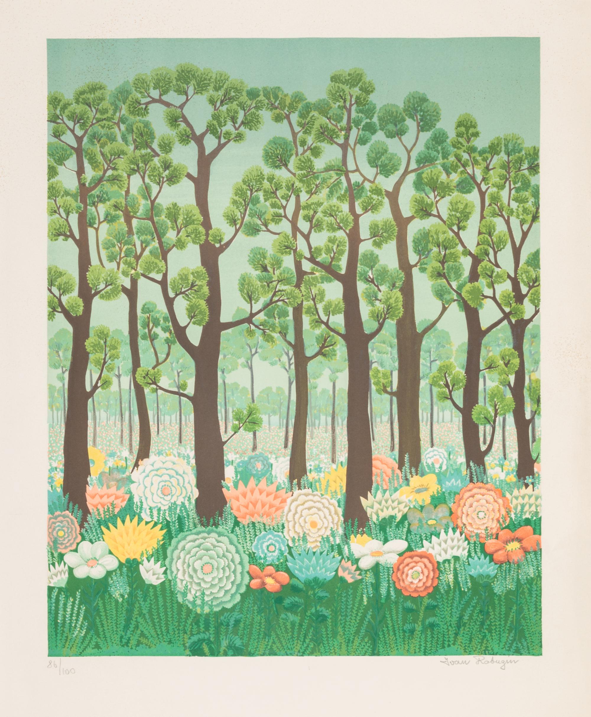A Group of Works by Various Artists, , including Hunger by Gertrude Quastler (American, 1909-1963), Forest and Flowers by Ivan Rabuzin