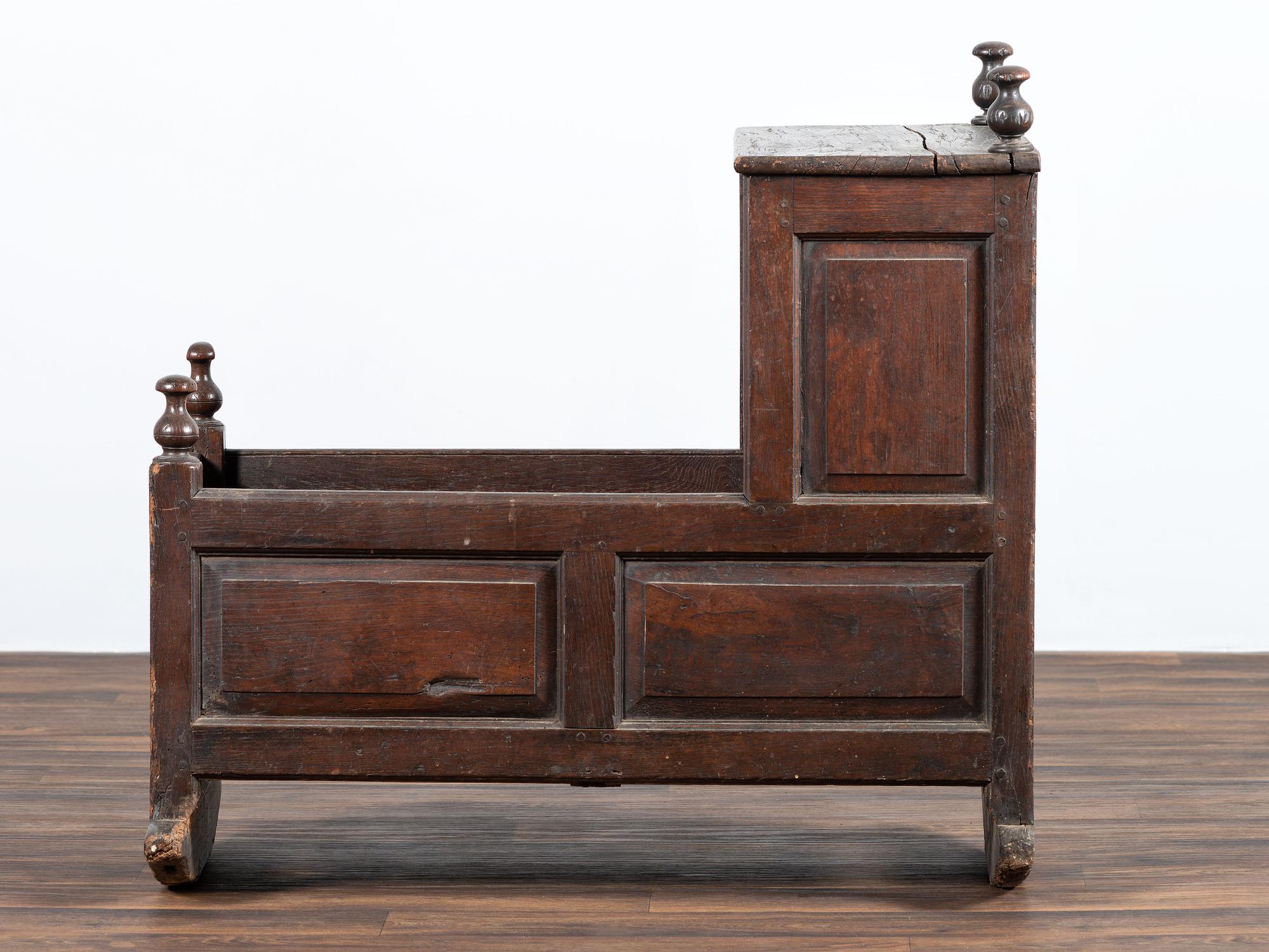 A William and Mary Paneled Oak Cradle