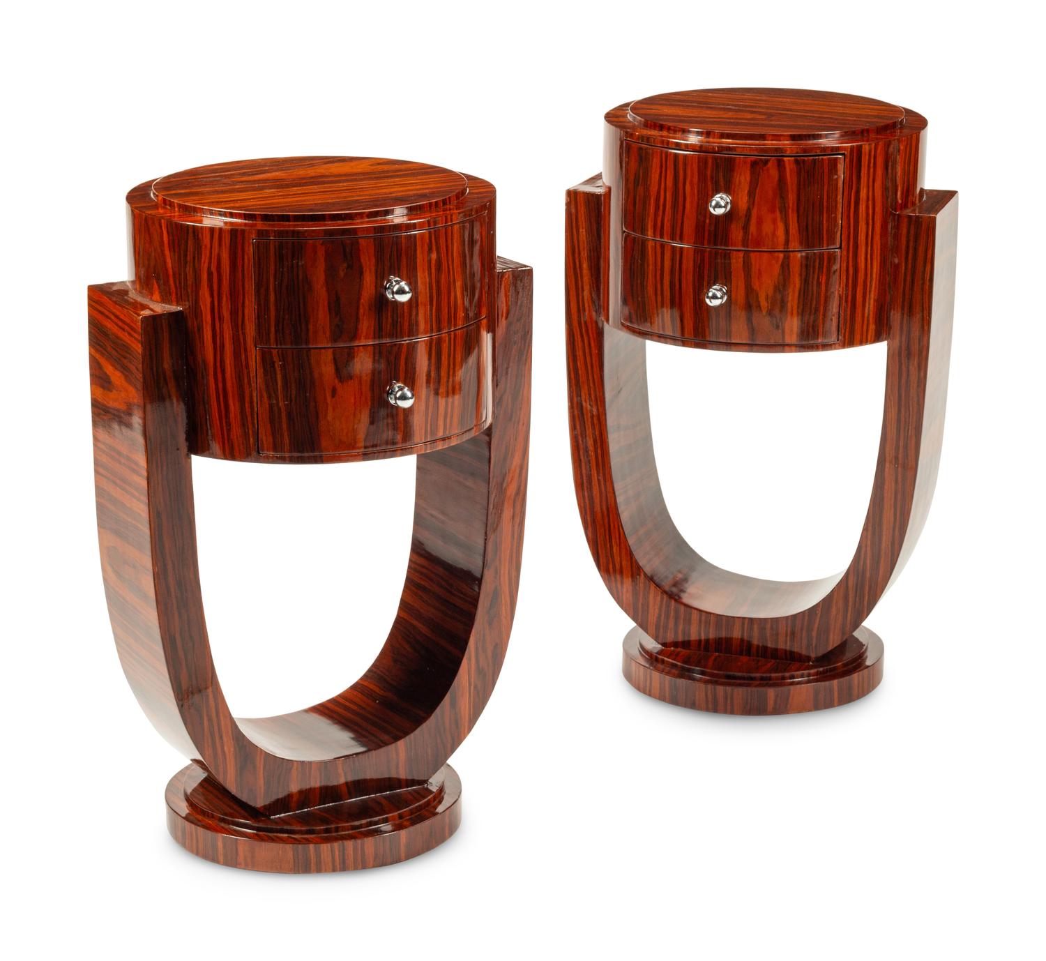 A Pair of Continental Rosewood Veneered Side Tables