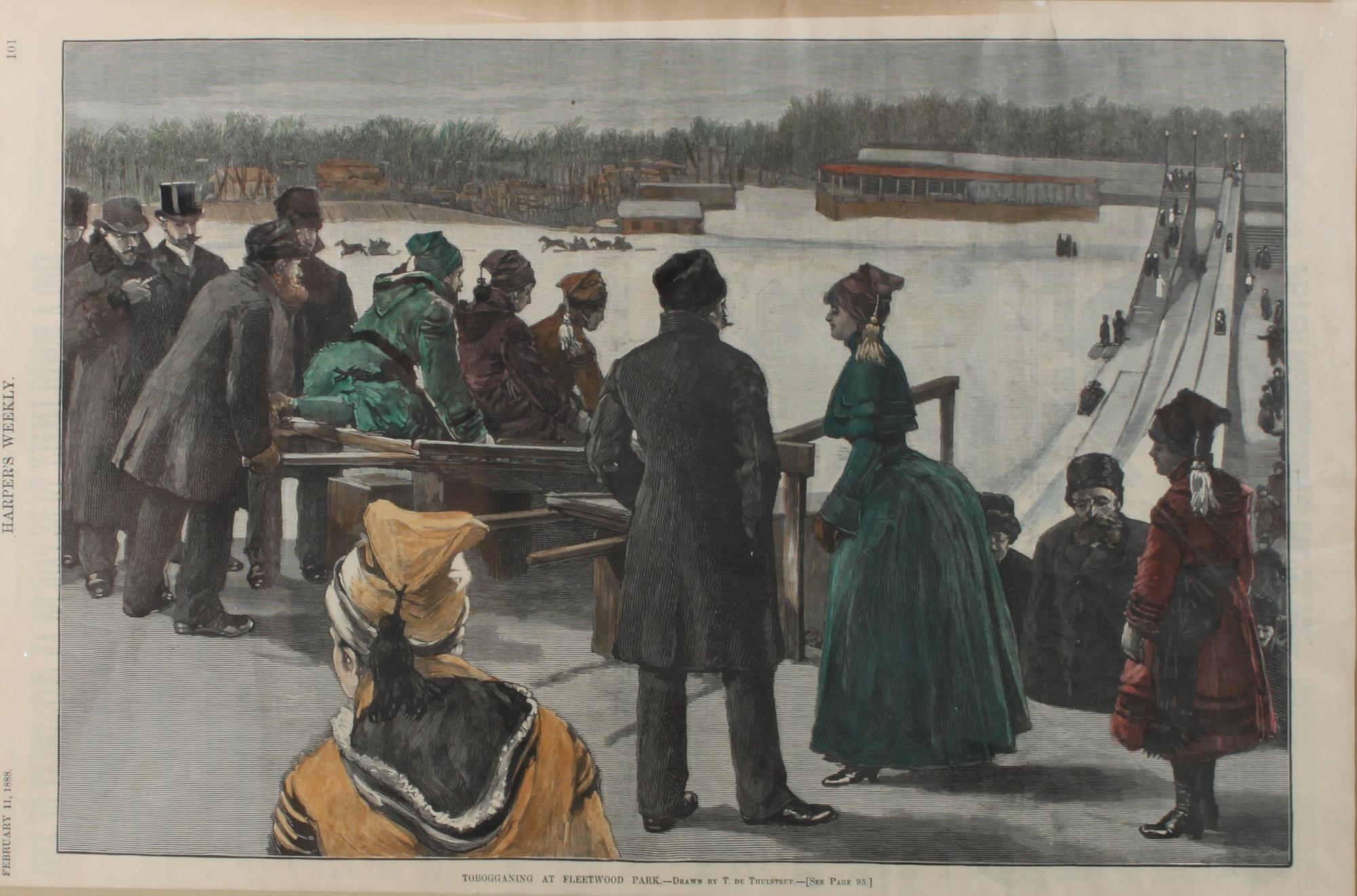 Six Hand Colored Winter Sports Prints Height 15 x width 10 inches (largest) — LATE 19th CENTURY