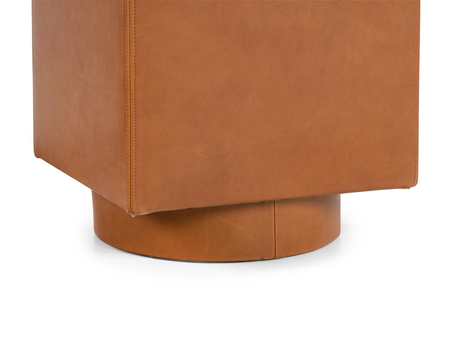 A Pair of Custom Leather-Veneered Pedestals