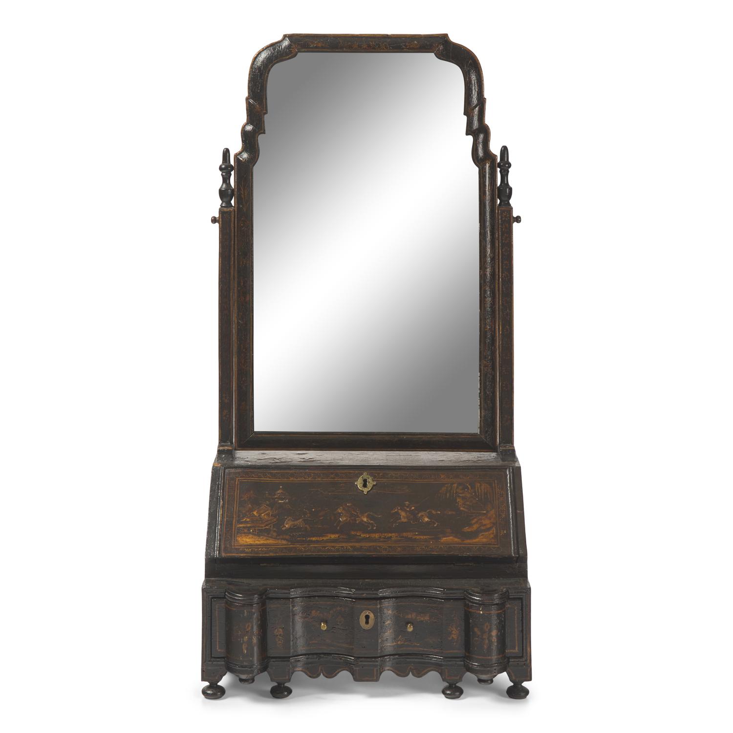 A Queen Anne Japanned Dressing Mirror