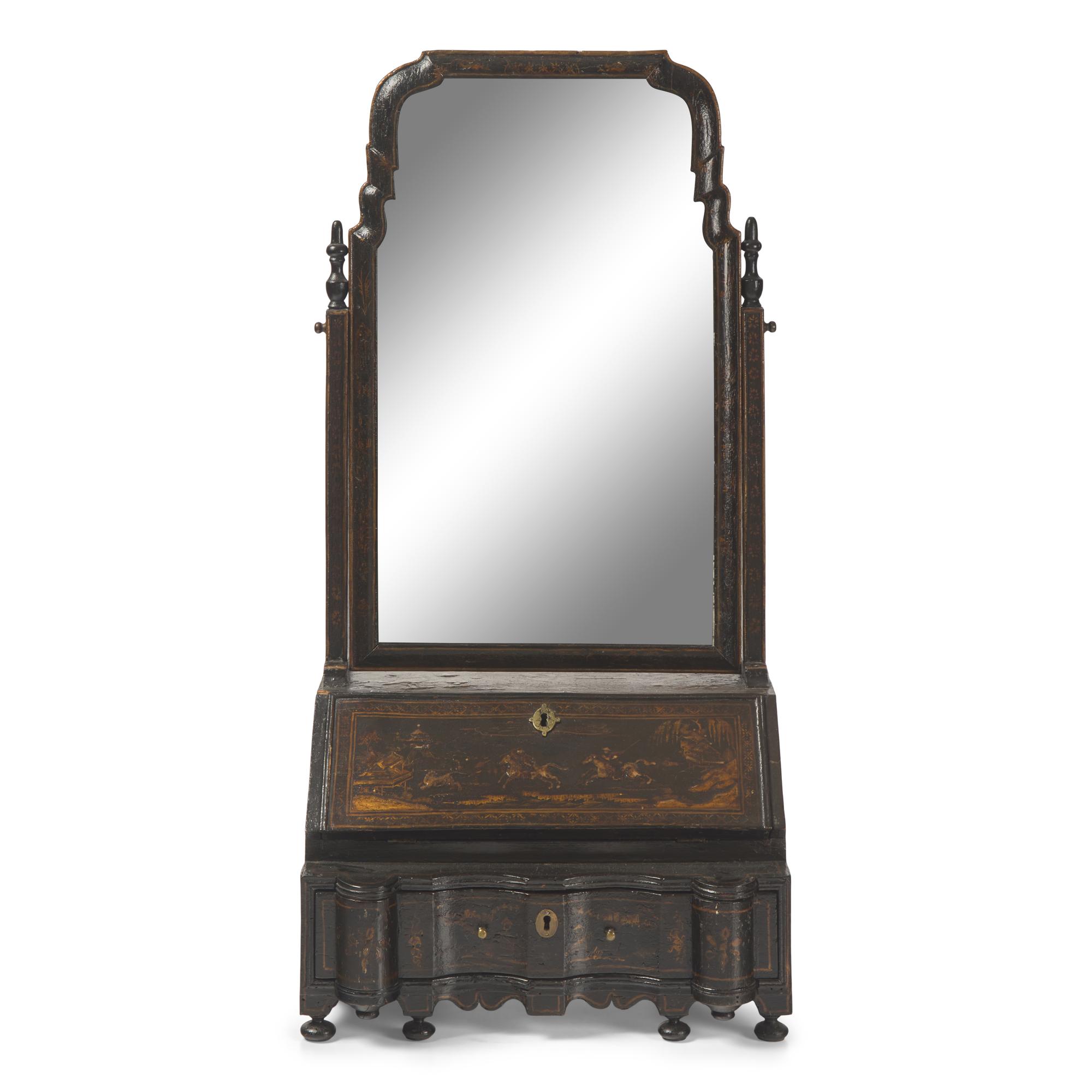 A Queen Anne Japanned Dressing Mirror