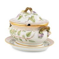 A Royal Copenhagen Flora Danica Porcelain Tureen with Cover and Stand
