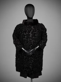 Givenchy Haute Couture Floral Appliqué Coat with Fur Collar, 1960-80s