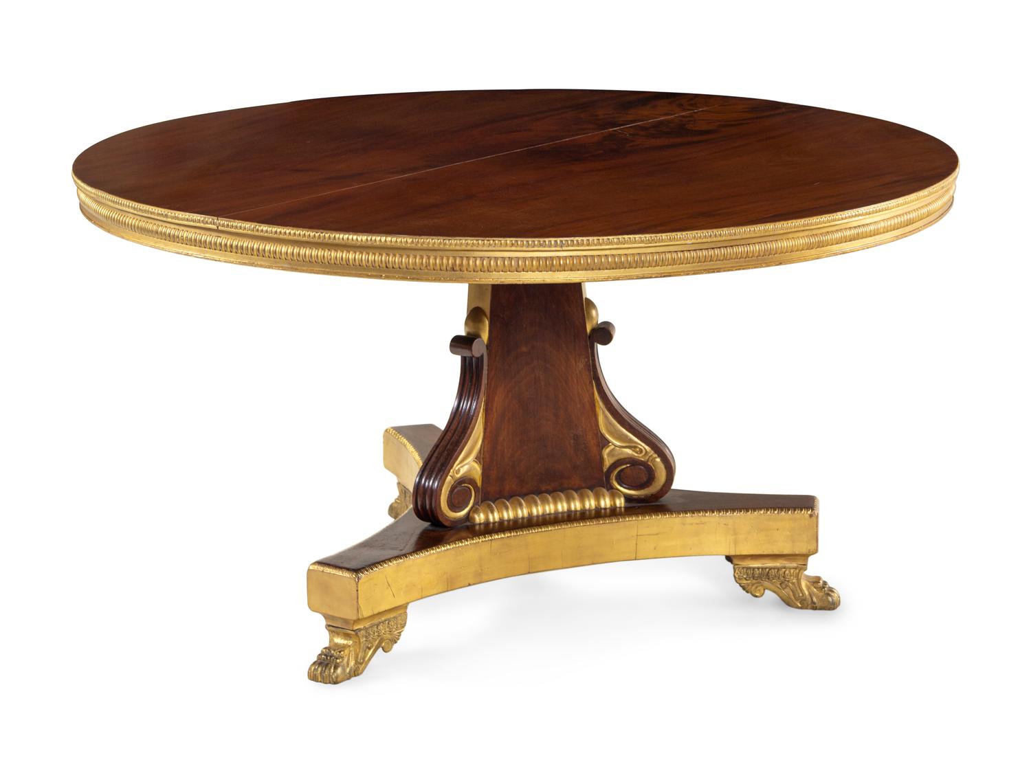 A Regency Parcel Gilt Mahogany Center Table