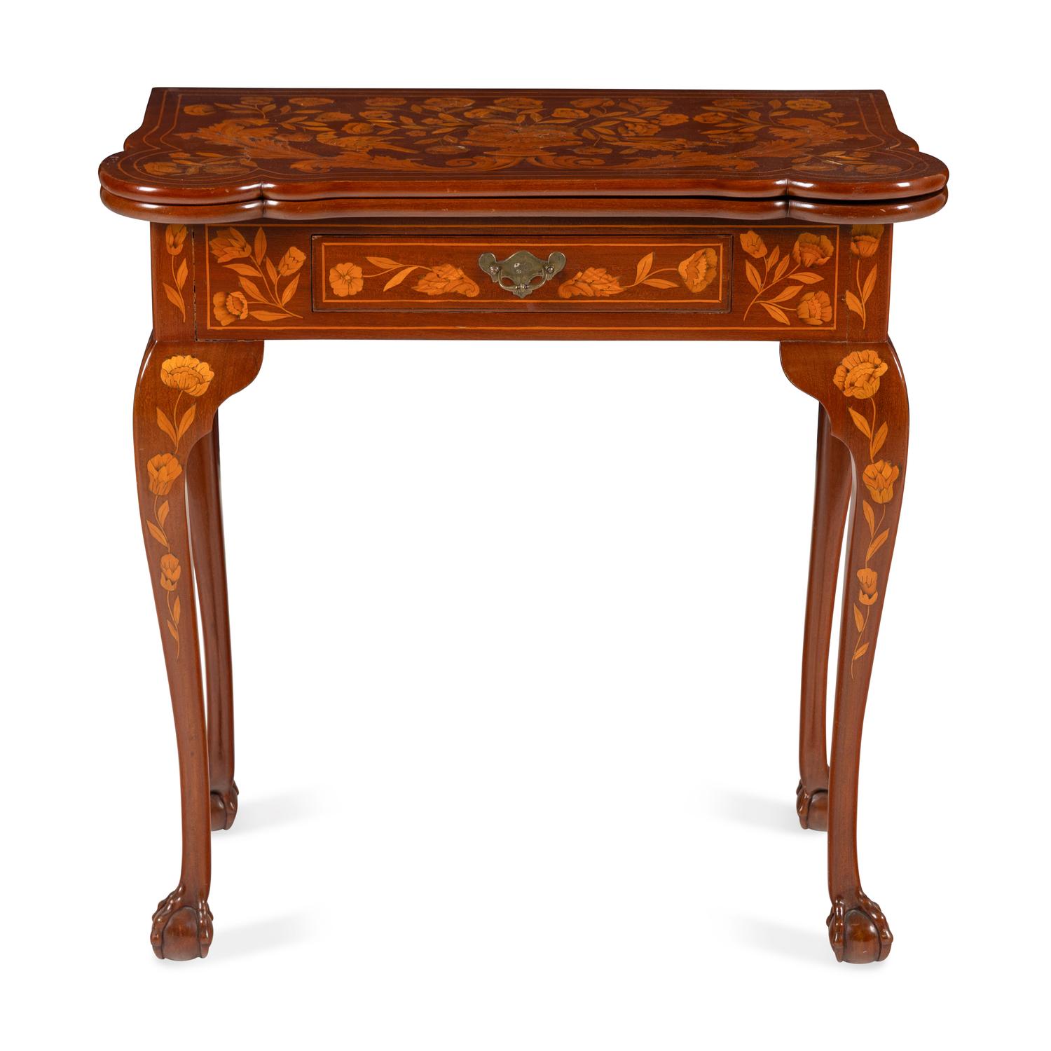 A Dutch Mahogany and Marquetry Card Table
