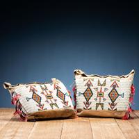Sioux Child's Beaded Buffalo Hide Possible Bags, Matched Pair