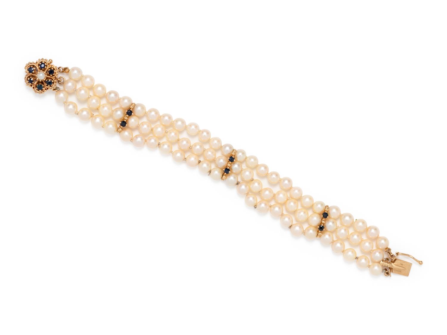 CULTURED PEARL AND SAPPHIRE BRACELET