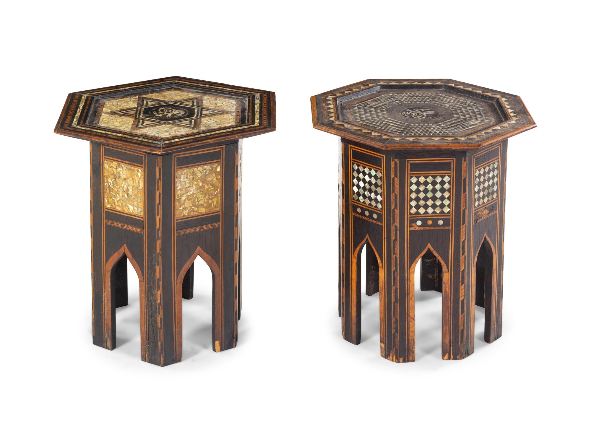 Two Moorish Style Mother-of-Pearl Inlaid Side Tables