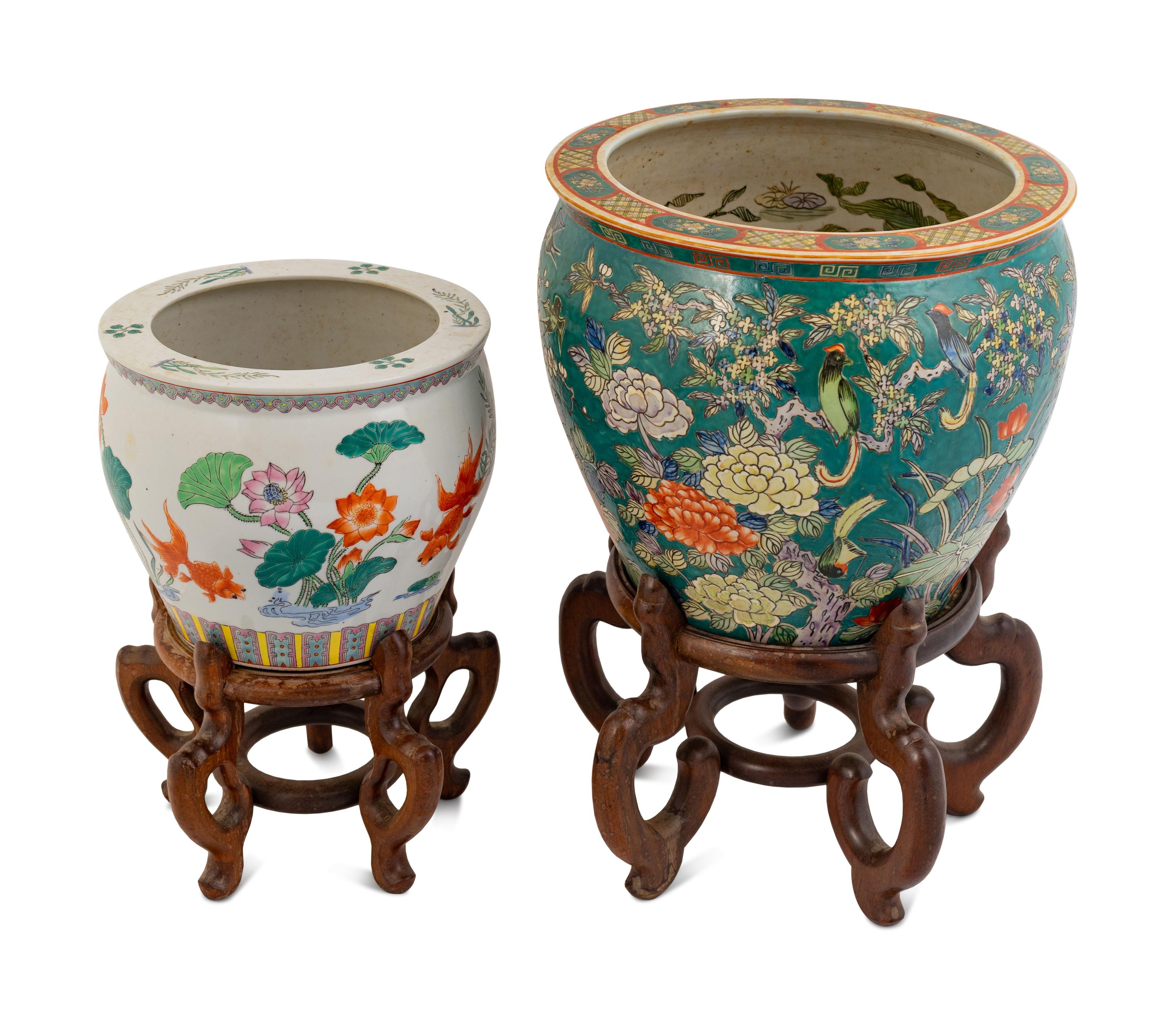 Two Chinese Famille Rose Porcelain Jardinières