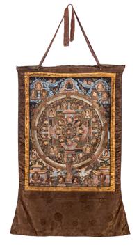 A Tibetan Thangka of a Mandala Height 20 x width 15 inches.