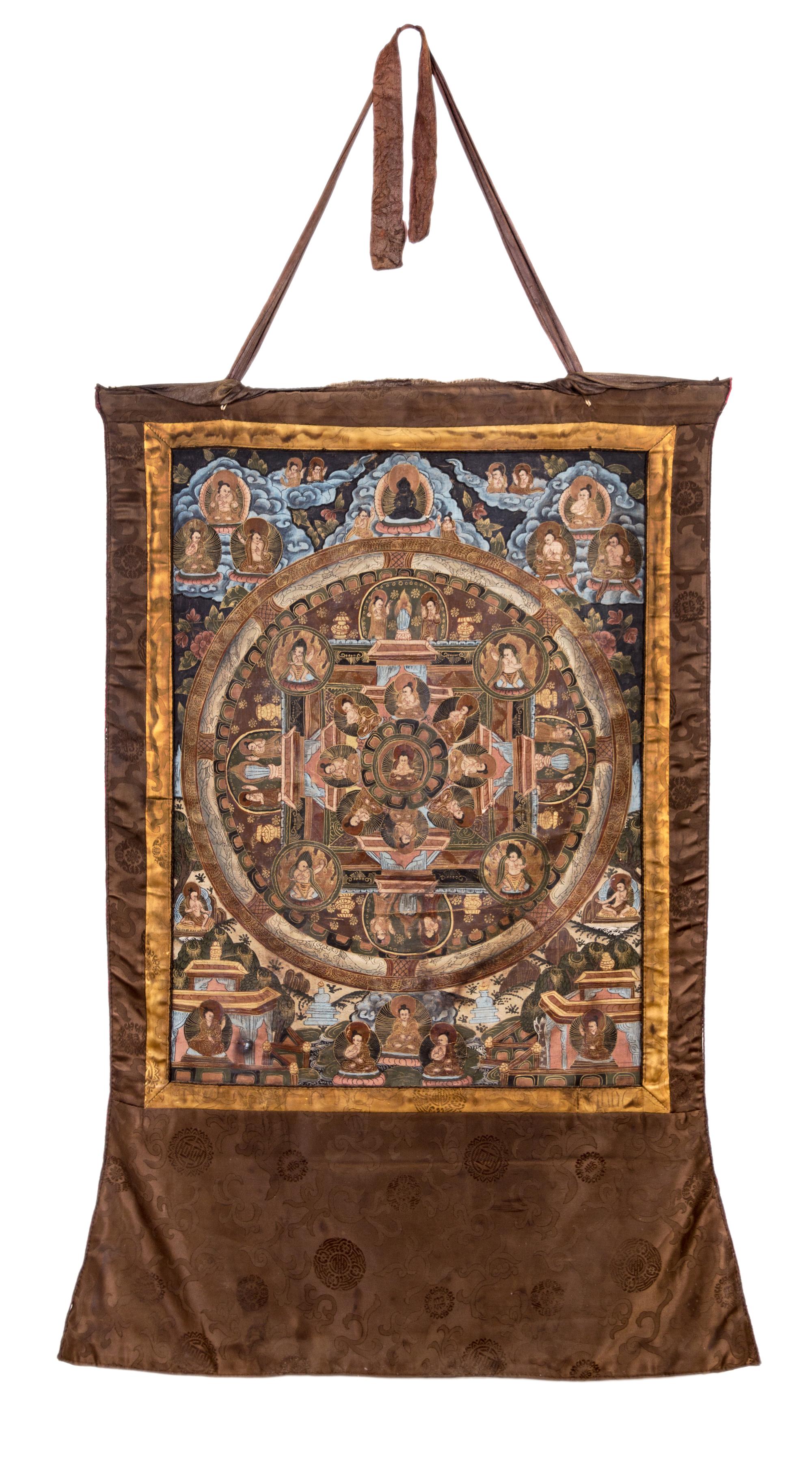 A Tibetan Thangka of a Mandala Height 20 x width 15 inches.