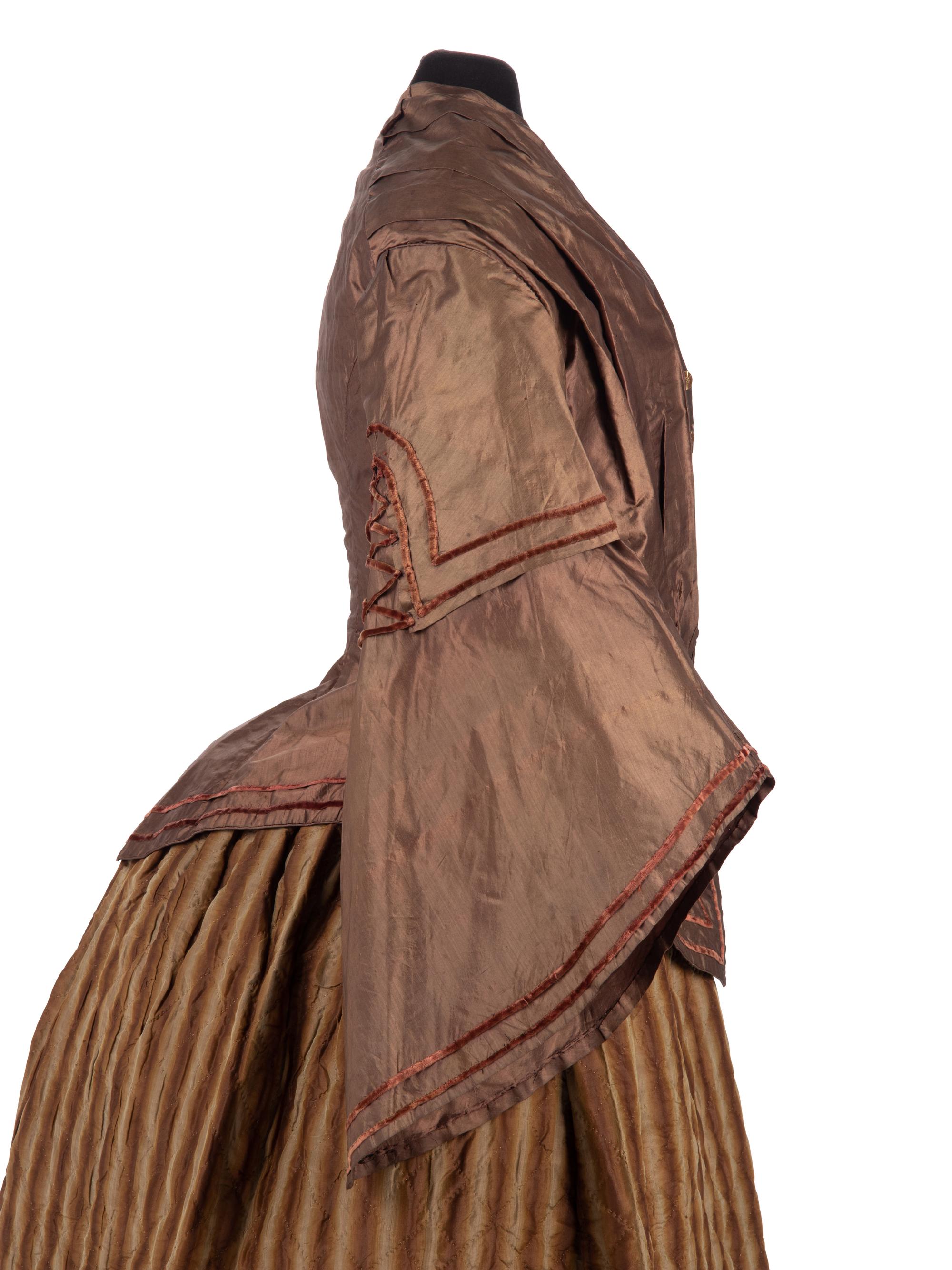 Two Silk Bodices Trimmed with Velvet, 1850s