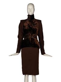 Galanos Three-Piece Crushed Velvet Ensemble, 1980s