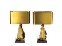 A Pair of Maison Charles Bronze Fougere Lamps — MID-20TH CENTURY